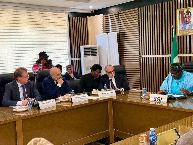 Ambasciatore d’Italia ed il prof. Andrea Riccardi incontrano il Segretario del Governo della Federazione e altri ministri nigeriani ad Abuja