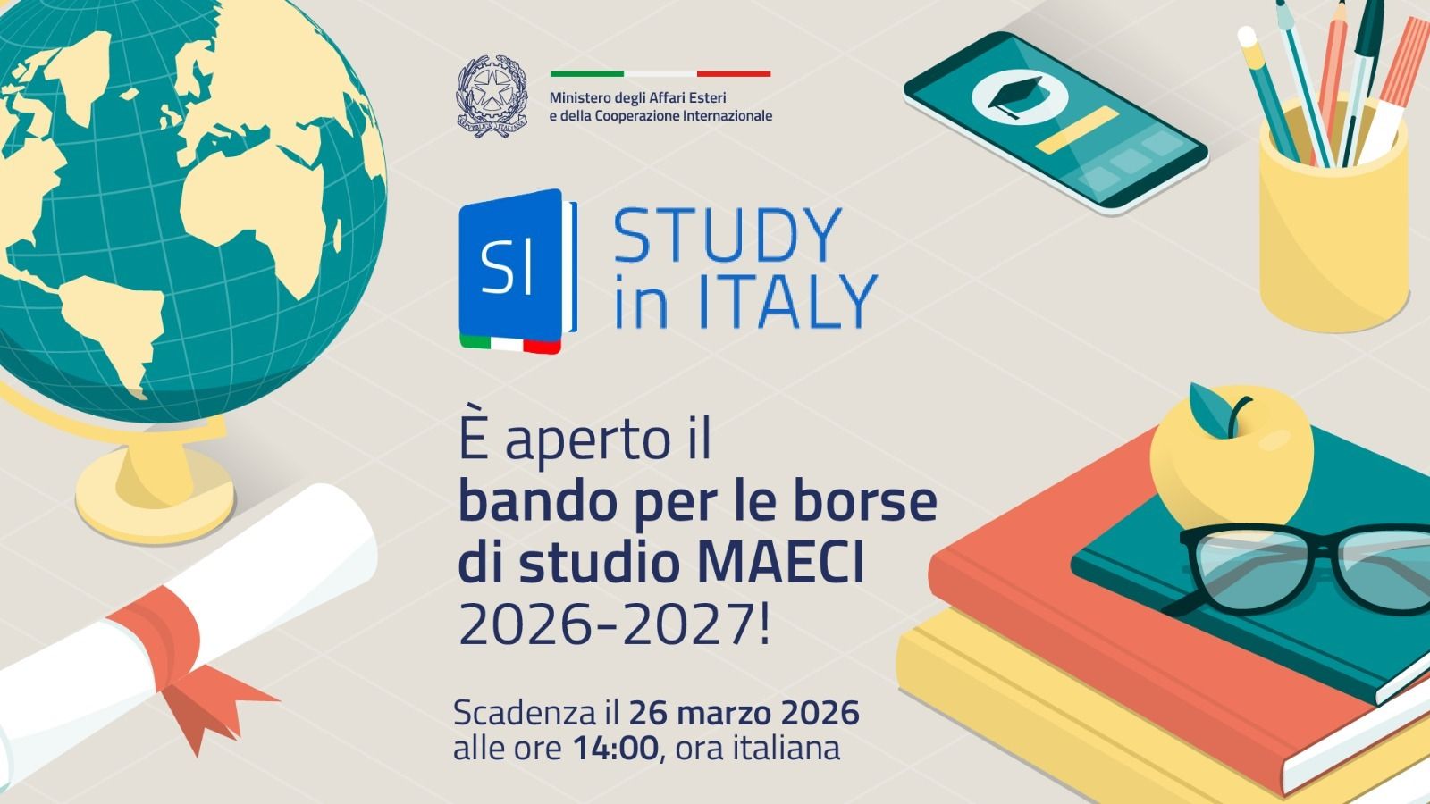 Borse di studio MAECI 2026–2027 – Programma Study in Italy