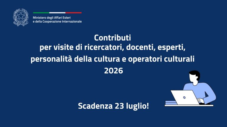 contributi 2026 per ricercatori, docenti, esperti e operatori culturali, con scadenza del 23 luglio