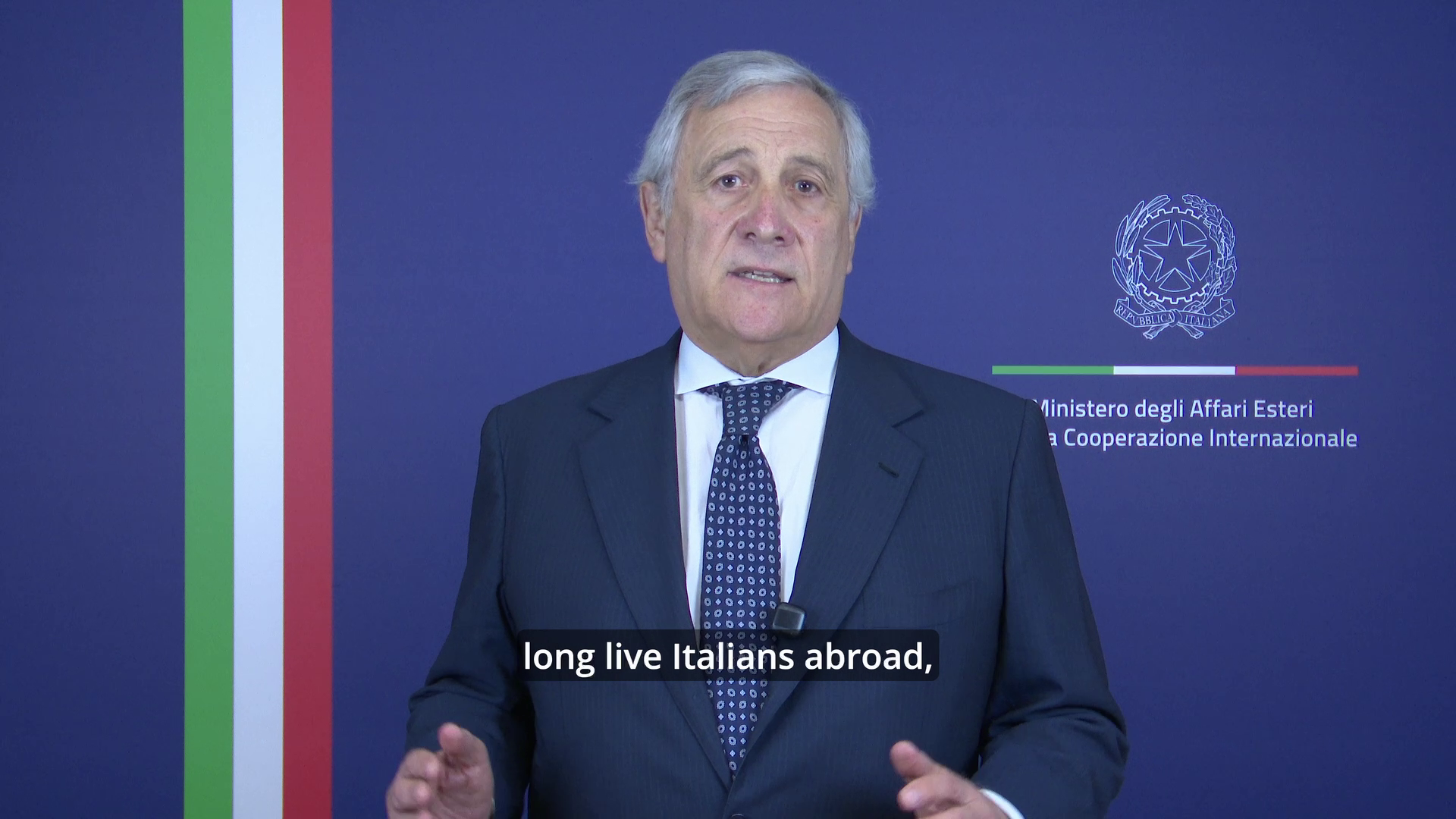 Antonio Tajani durante il messaggio per la Giornata nazionale del sacrificio del lavoro italiano nel mondo